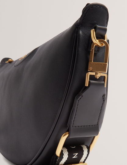 Ted Baker Essina Black Half Moon Leather Crossbody Bag Women's