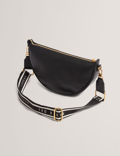 Ted Baker Essina Black Half Moon Leather Crossbody Bag Women's