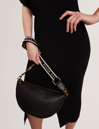 Ted Baker Essina Black Half Moon Leather Crossbody Bag Women's