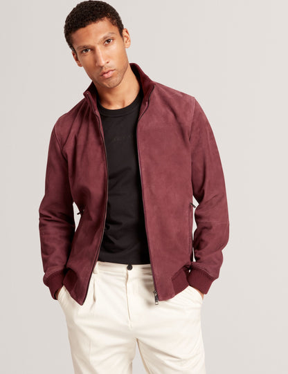 Ted Baker Peveril Suede Funnel Neck Zip Bomber Jacket