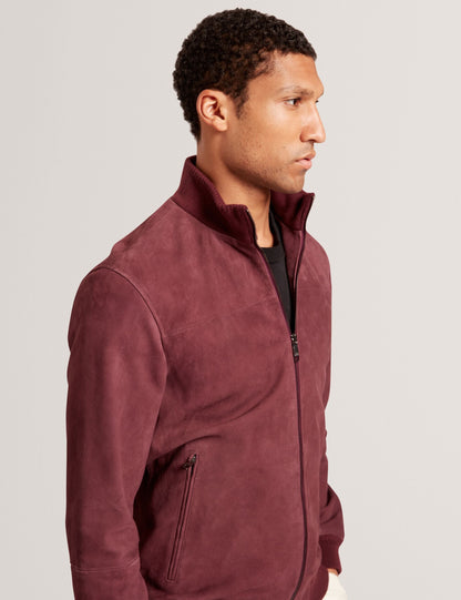 Ted Baker Peveril Suede Funnel Neck Zip Bomber Jacket
