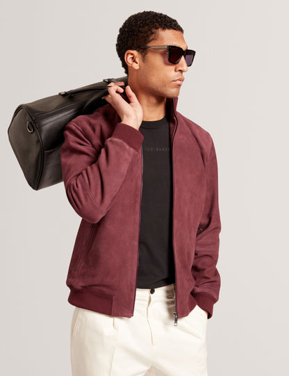 Ted Baker Peveril Suede Funnel Neck Zip Bomber Jacket
