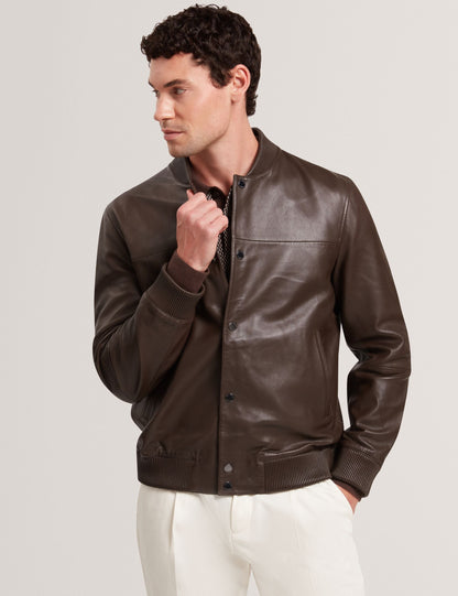 Ted Baker Leeams Leather Classic Bomber Jacket