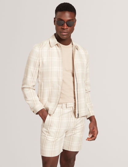 Ted Baker Arrigoh Checked Cotton Linen Harrington Zip Jacket