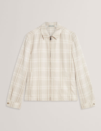 Ted Baker Arrigoh Checked Cotton Linen Harrington Zip Jacket
