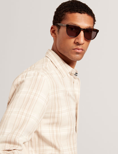 Ted Baker Zeuso Tonal Check Cotton Linen Overshirt