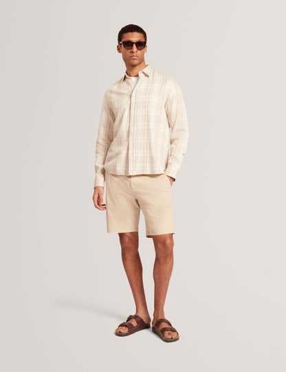 Ted Baker Zeuso Tonal Check Cotton Linen Overshirt
