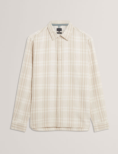 Ted Baker Zeuso Tonal Check Cotton Linen Overshirt