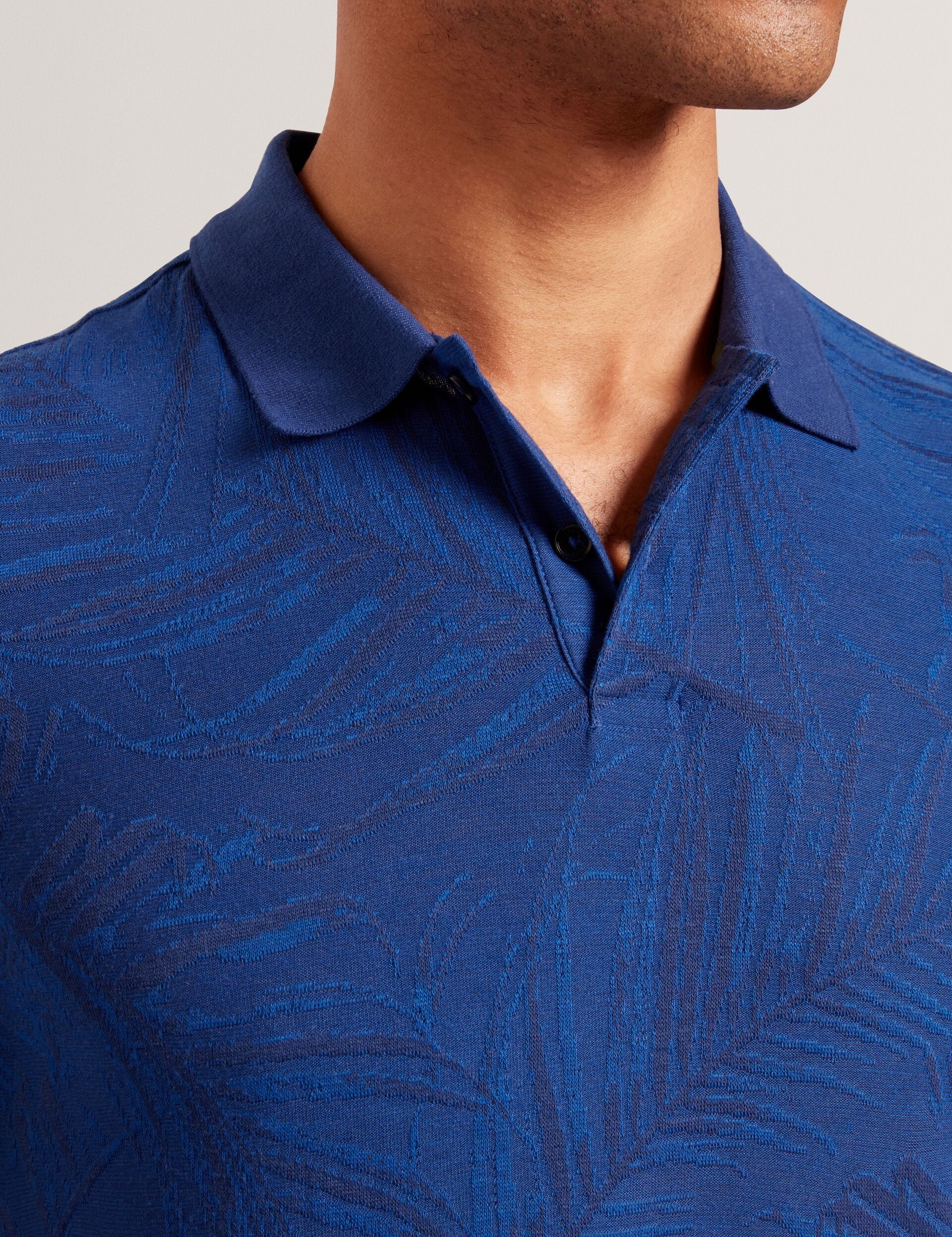 Ted Baker Edwine Jacquard Leaf Print Short Sleeve Polo