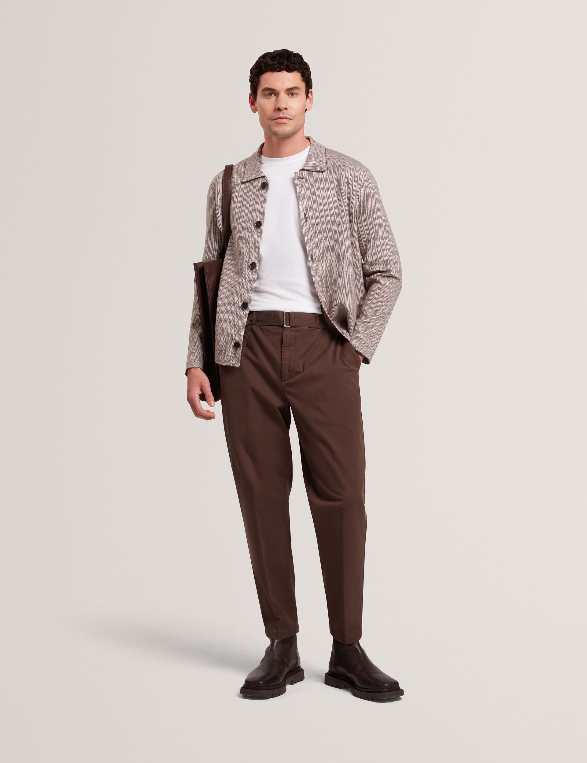 Ted Baker Thimon Herringbone Knit Buttonup Jacket
