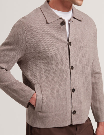 Ted Baker Thimon Herringbone Knit Buttonup Jacket