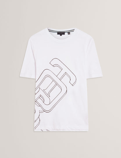 Ted Baker Craigey White Logo Graphic Crew Neck Cotton Tshirt