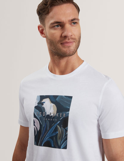 Ted Baker Justino White Branded Box Print Graphic Cotton Tshirt
