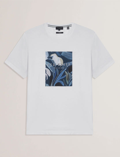 Ted Baker Justino White Branded Box Print Graphic Cotton Tshirt