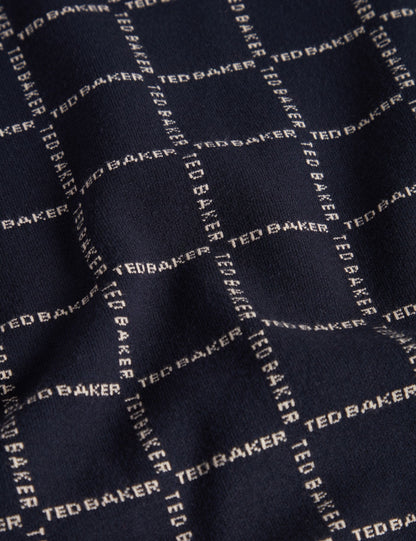 Ted Baker Harlens Branded Check Zip Neck Knit Polo