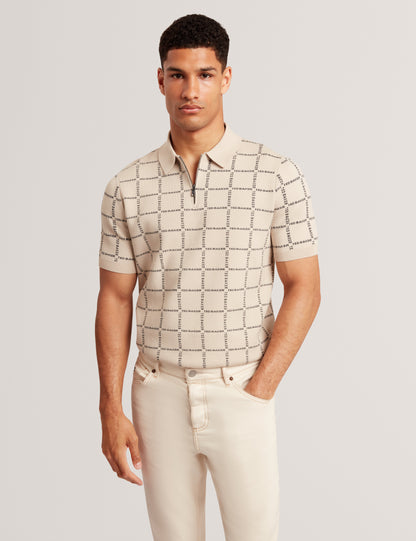 Ted Baker Harlens Branded Check Short Sleeve Knit Polo