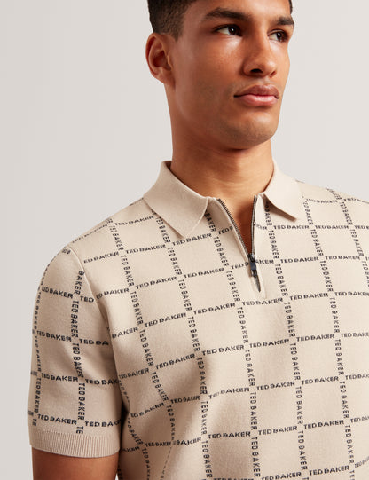 Ted Baker Harlens Branded Check Short Sleeve Knit Polo