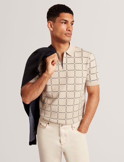 Ted Baker Harlens Branded Check Short Sleeve Knit Polo