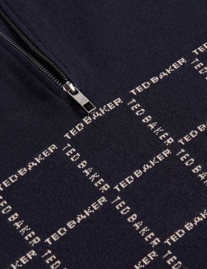 Ted Baker Robinsn Branded Check Panel Half Zip Jumper