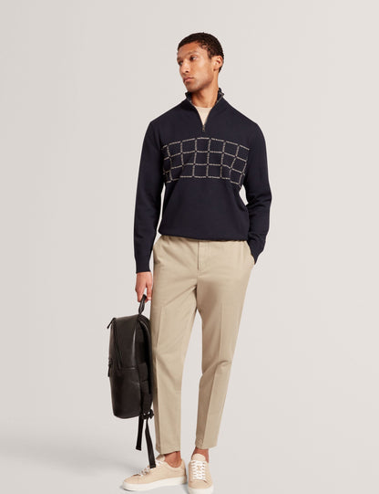 Ted Baker Robinsn Branded Check Panel Half Zip Jumper