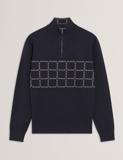 Ted Baker Robinsn Branded Check Panel Half Zip Jumper