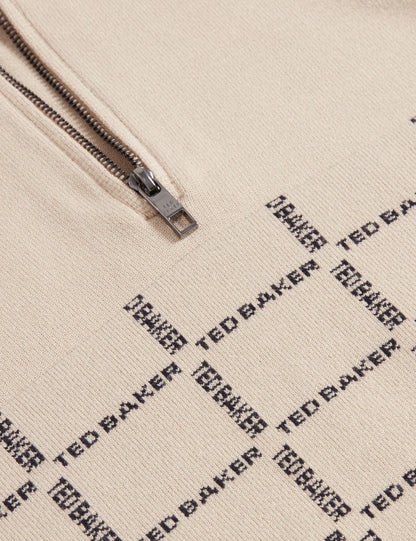Ted Baker Robinsn Branded Check Panel Half Zip Jumper