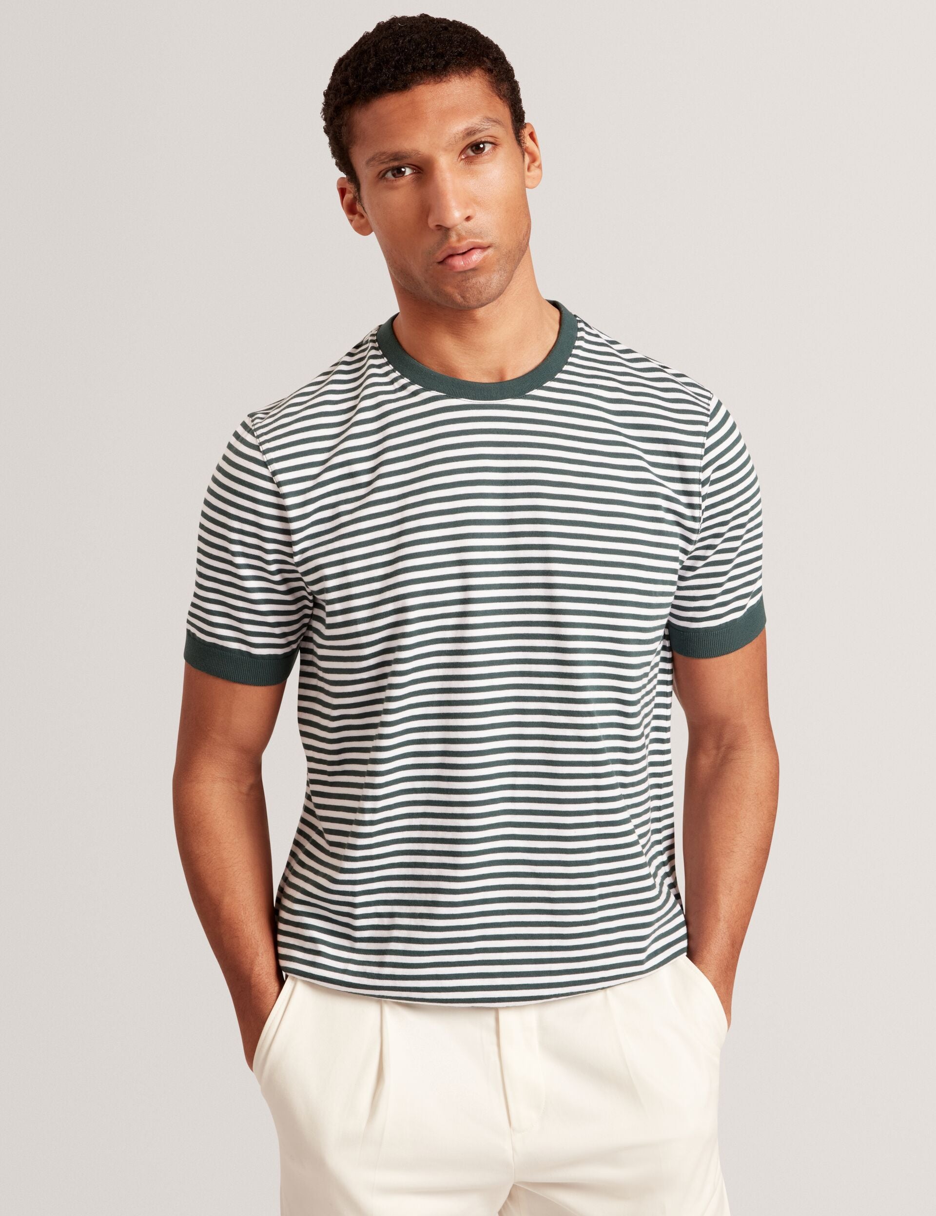 Ted Baker Ourme Classic Stripe Cotton Crew Neck Tshirt