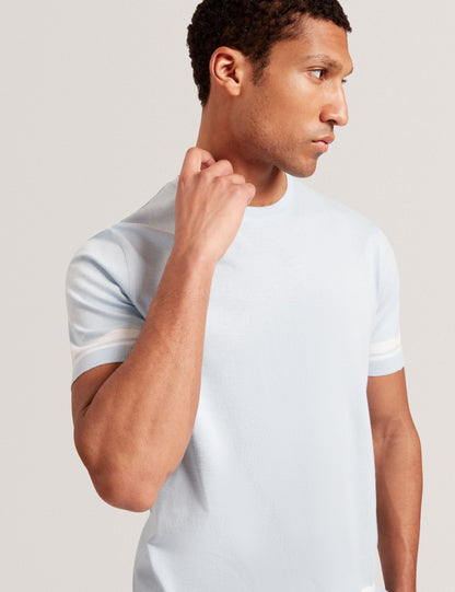 Ted Baker Eauts Block Stripe Trim Cotton Knit Tshirt