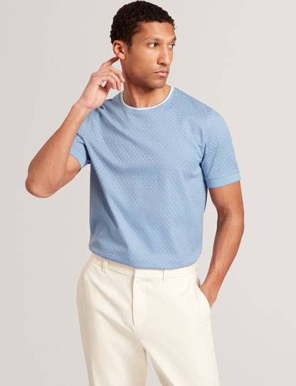 Ted Baker Hagen Blue Branded T Texture Cotton Tshirt