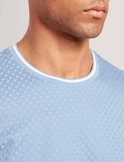 Ted Baker Hagen Blue Branded T Texture Cotton Tshirt