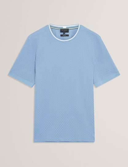 Ted Baker Hagen Blue Branded T Texture Cotton Tshirt