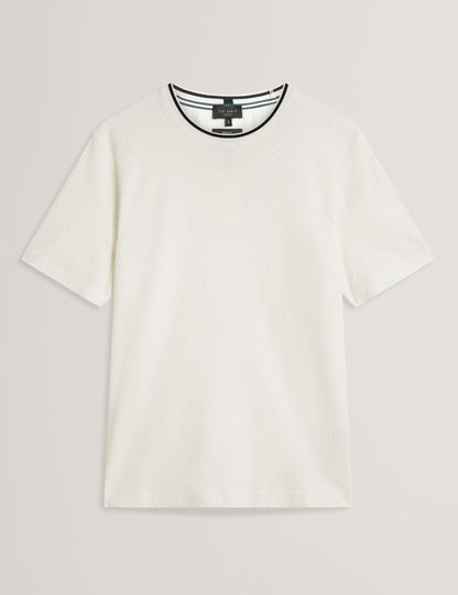 Ted Baker Hagen White Branded T Texture Cotton Tshirt