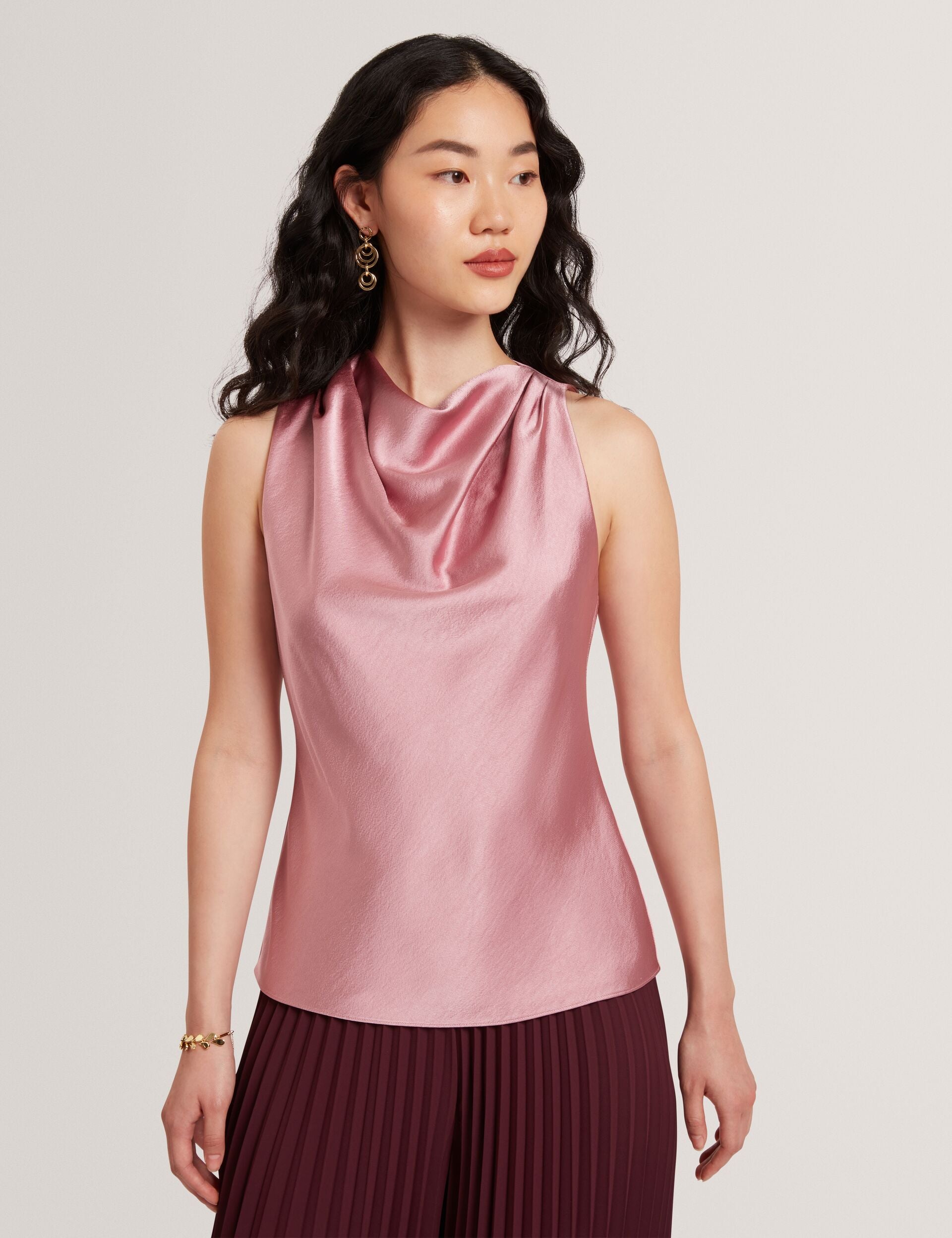 Ted Baker Zepha Satin High Cowl Neck Sleeveless Top Women's