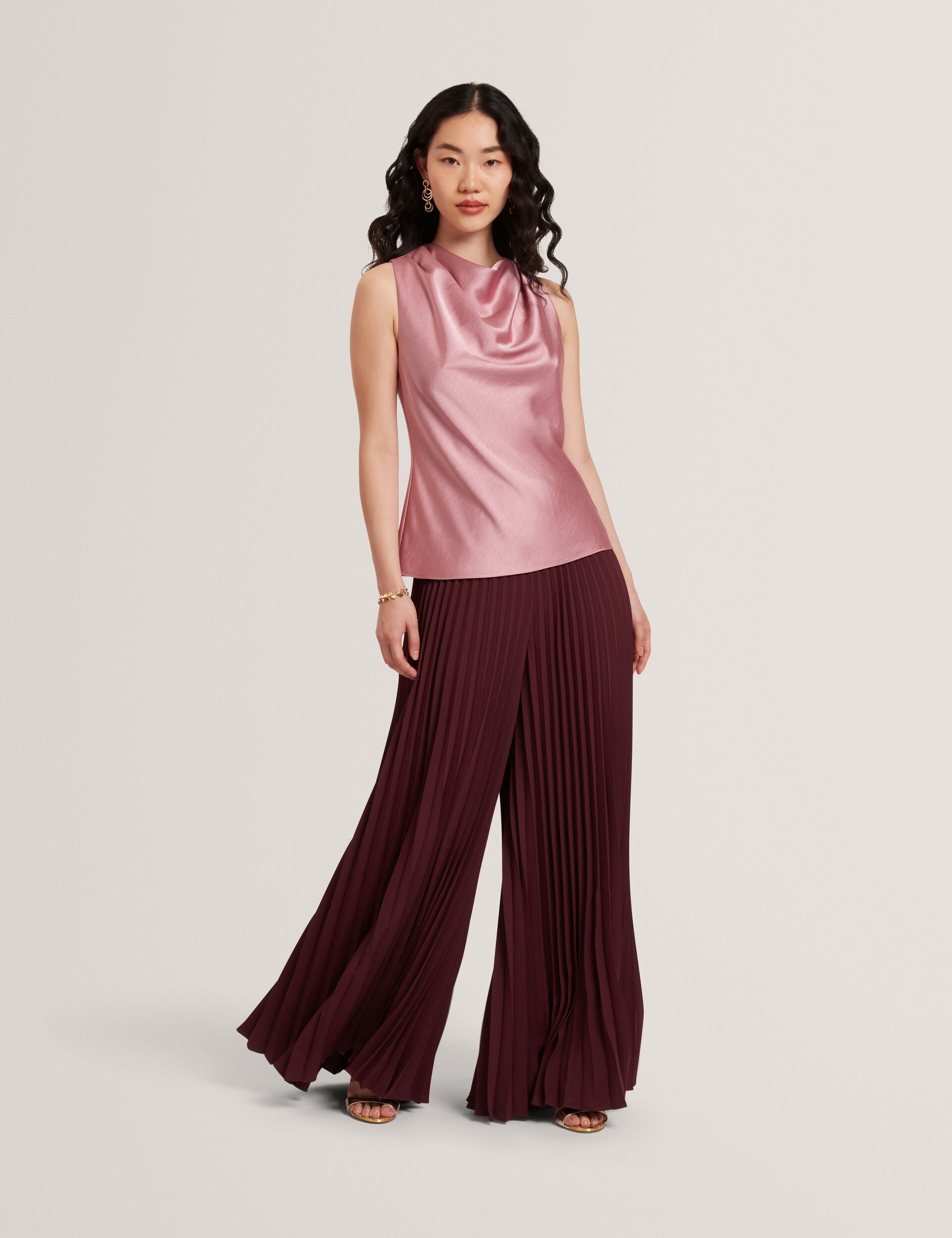 Ted Baker Zepha Satin High Cowl Neck Sleeveless Top Women's