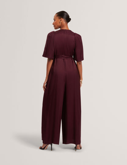 Ted Baker Taupa Satin Flutter Sleeve Wide Leg Jumpsuit Women's