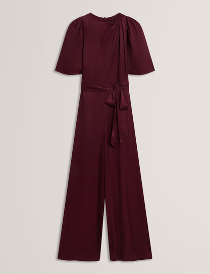 Ted Baker Taupa Satin Flutter Sleeve Wide Leg Jumpsuit Women's