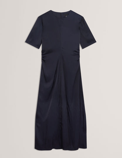 Ted Baker Plumma Satin Ruched Waist Short Sleeve Midi Dress Women's