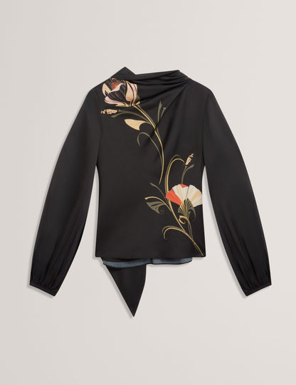 Ted Baker Ortuga Nouveau Swirl Tie Neck Long Sleeve Blouse Women's