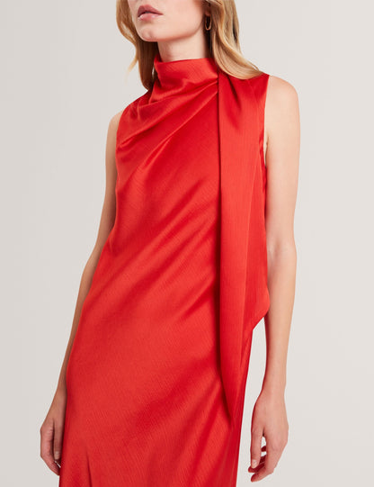 Ted Baker Goana Sleeveless Tie Neck Satin Chiffon Midi Dress Women's