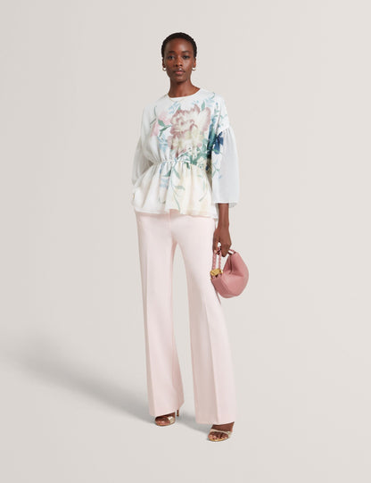 Ted Baker Pink Tailored High Waisted Flared Trousers Women's