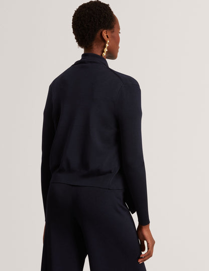 Ted Baker Elliyy Waterfall Front Knitted Open Cardigan In Navy Women's
