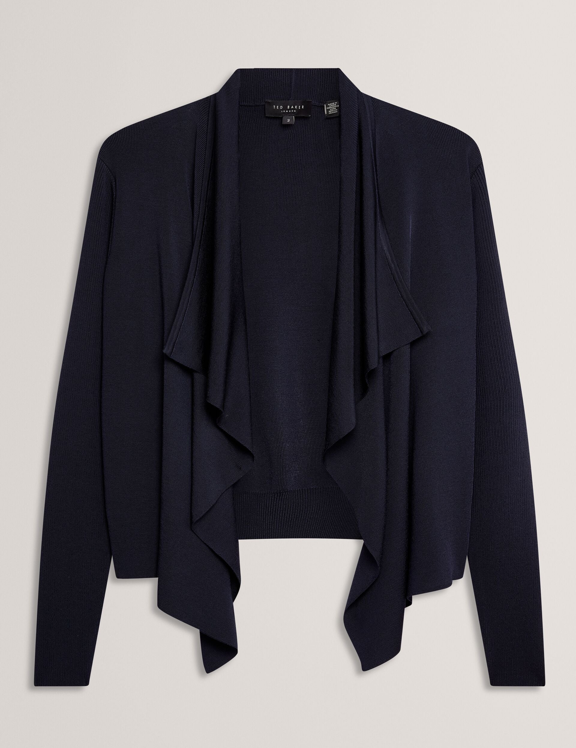 Ted Baker Elliyy Waterfall Front Knitted Open Cardigan In Navy Women's