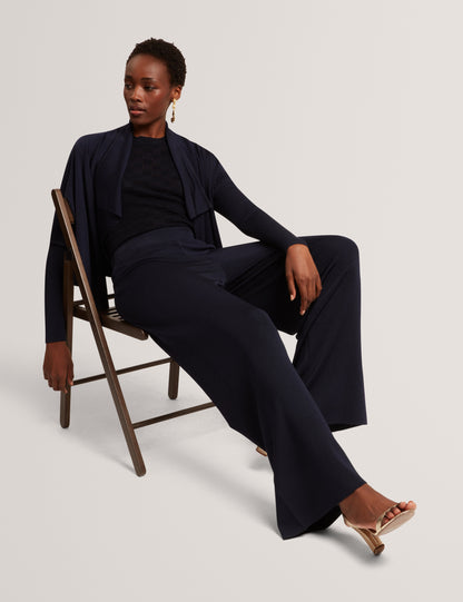 Ted Baker Matilli Navy Pullon Knitted Wide Leg Trousers Women's