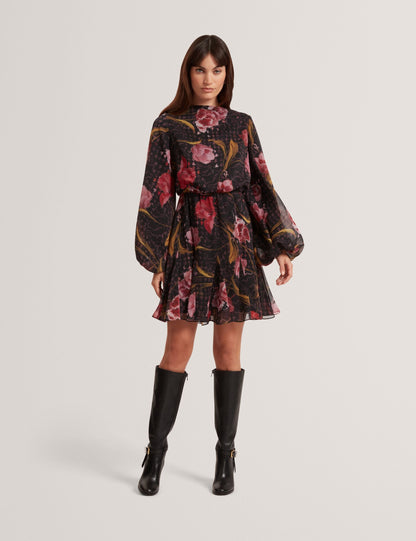 Ted Baker Endrina Floral Print Balloon Sleeve Mini Dress Women's