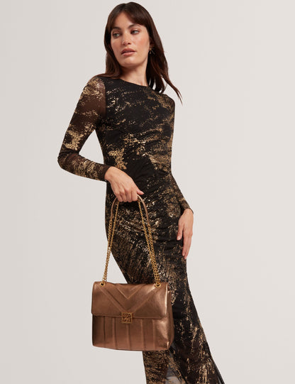 Ted Baker Anisiaa Metallic Leather Tb Detail Shoulder Bag Women's