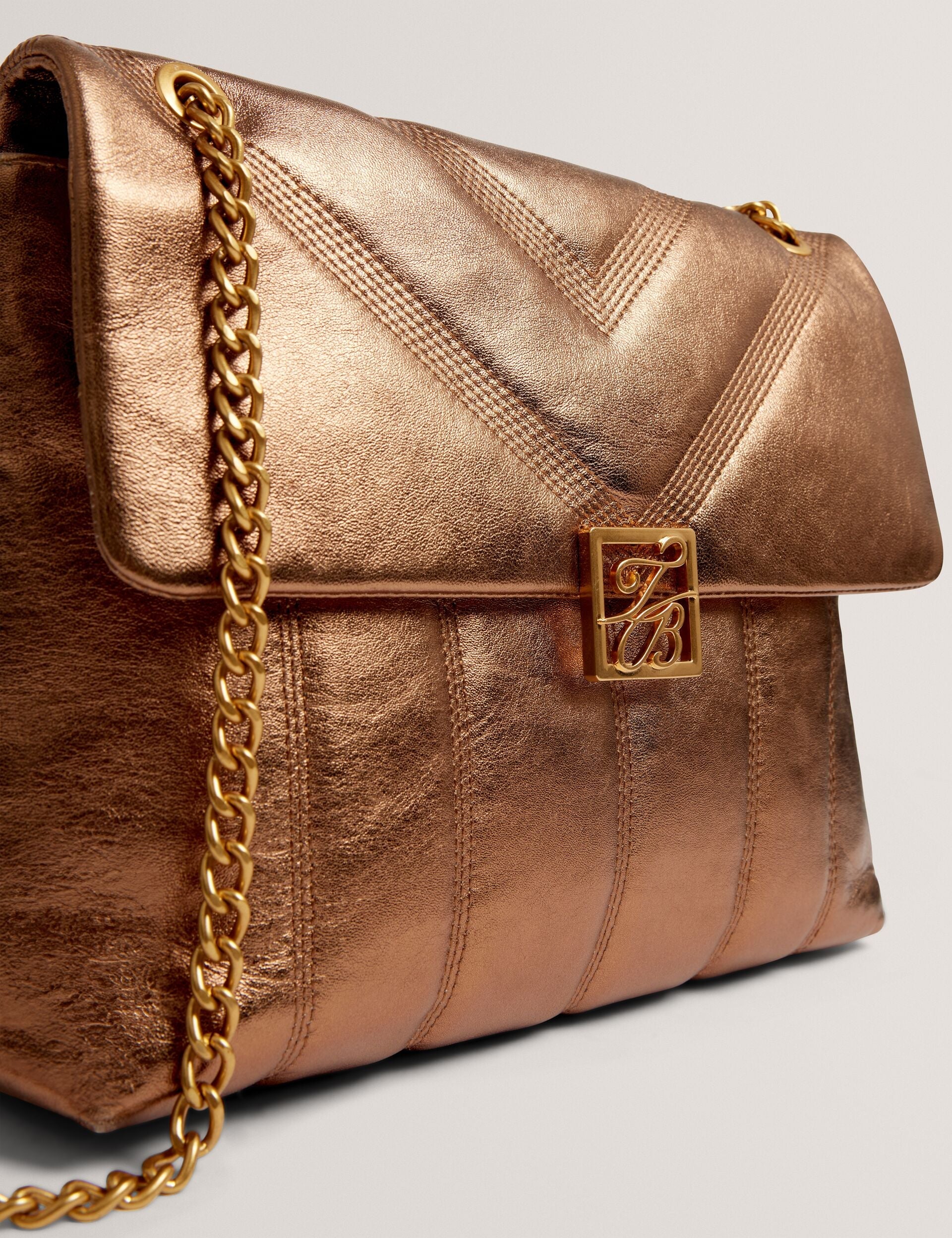 Ted Baker Anisiaa Metallic Leather Tb Detail Shoulder Bag Women's