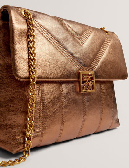 Ted Baker Anisiaa Metallic Leather Tb Detail Shoulder Bag Women's