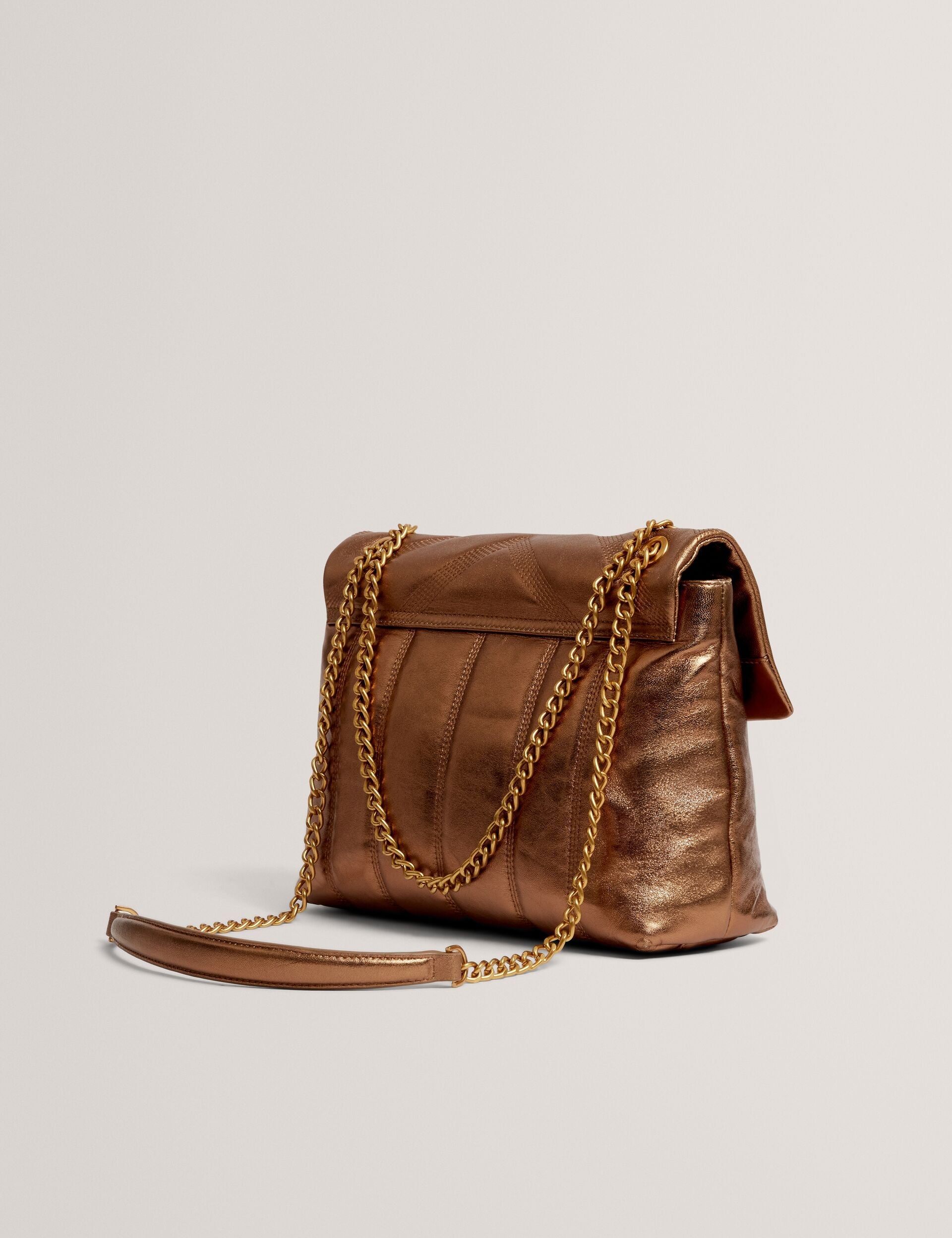 Ted Baker Anisiaa Metallic Leather Tb Detail Shoulder Bag Women's