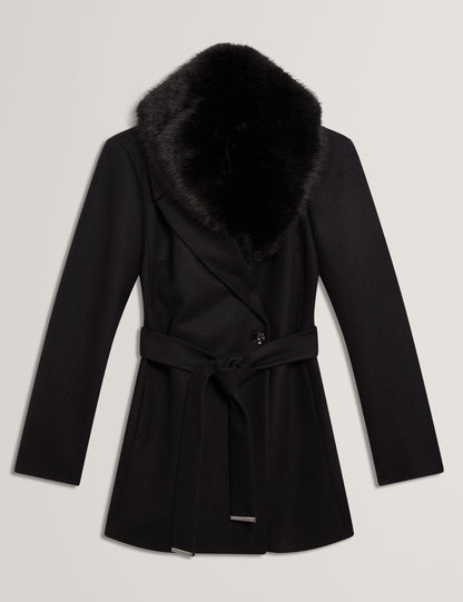 Ted Baker Toroja Faux Fur Collar Short Wrap Coat Women's
