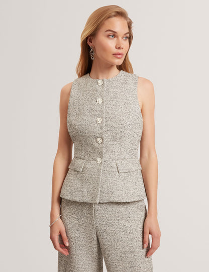Ted Baker Ekaaw Boucle Rose Button Fitted Waistcoat Women's